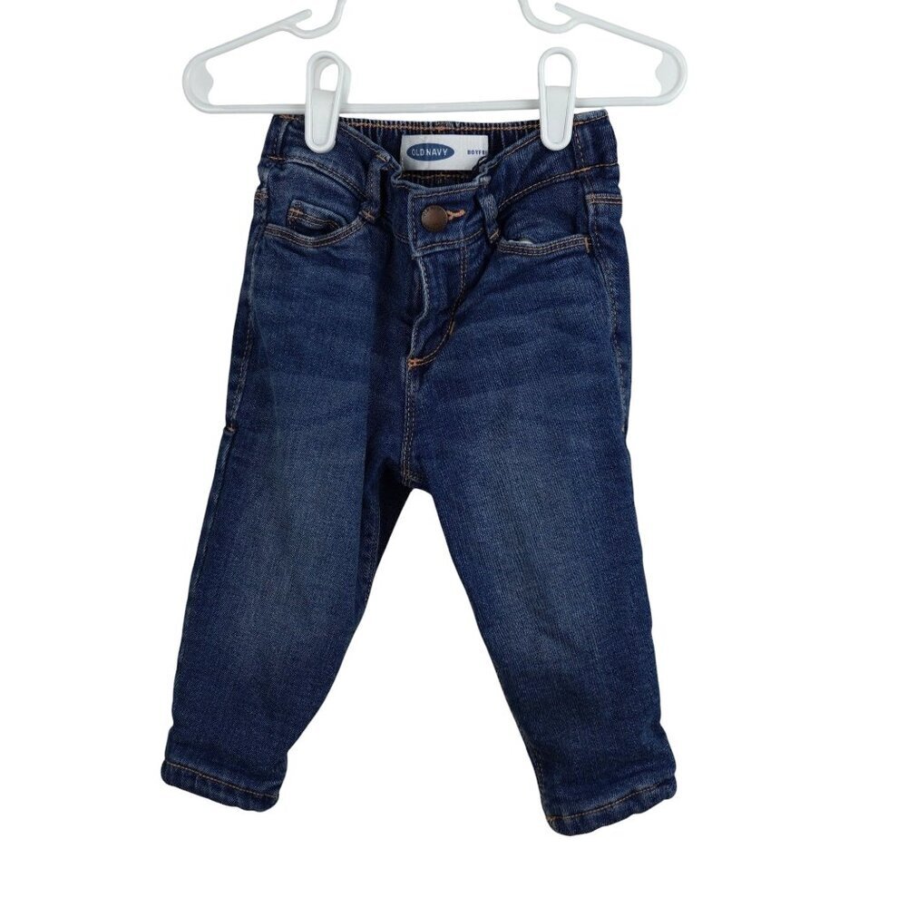 Old Navy Boyfriend Fleece-Lined‎ Jeans 18-24M Dark Wash Denim Cotton Polyester